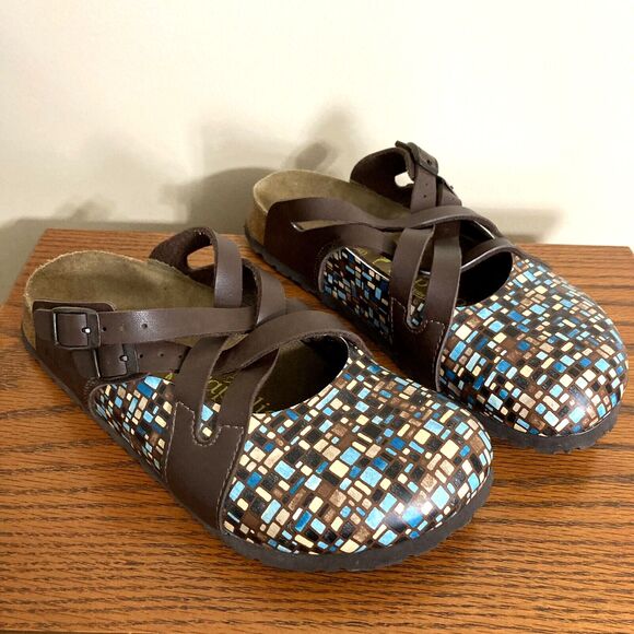 Birkenstock Papillio Lugano Mosaic Brown Birko Flor Clog 39 Colorful Comfort - Picture 2 of 12